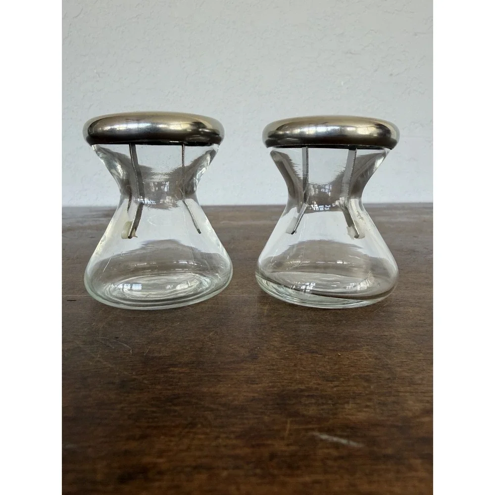 Vintage Mid-Century Nelson Cornelius Hourglass Bauhaus Salt & Pepper Shakers Set